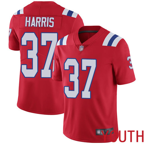 New England Patriots Football #37 Vapor Limited Red Youth Damien Harris Alternate NFL Jersey->youth nfl jersey->Youth Jersey